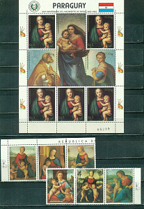 Парагвай 1982, Картины Рафаэля, Рождество, 6 марок + мал.лист
